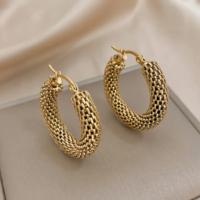 Golden Scale Hoop Earrings — image 1