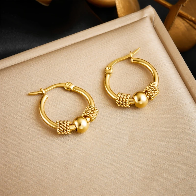 Golden Beads Hoop Earrings — image 1