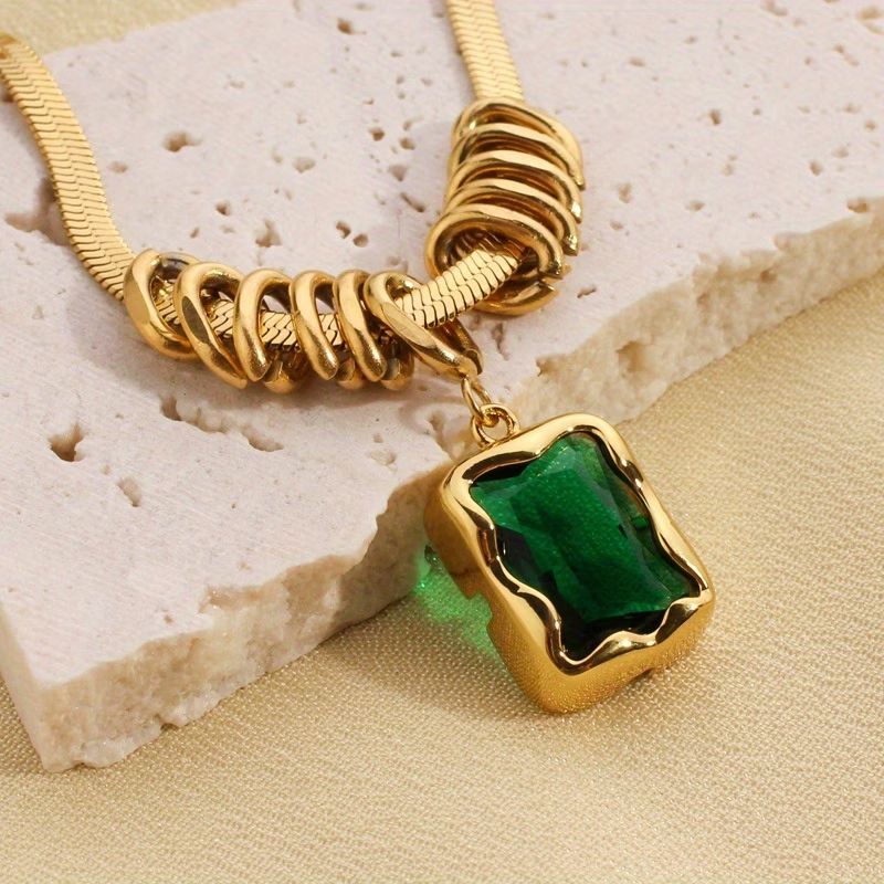 Green Cubic Crystal Necklace — image 1
