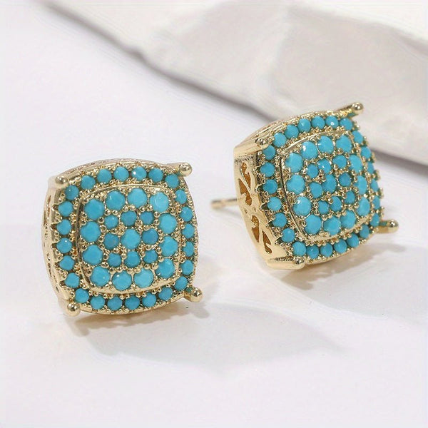 Turquoise Square Stud Earrings — image 1
