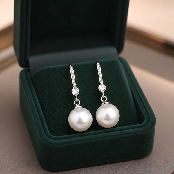 Lustrous Zirconia Pearl Drop Earrings — image 1
