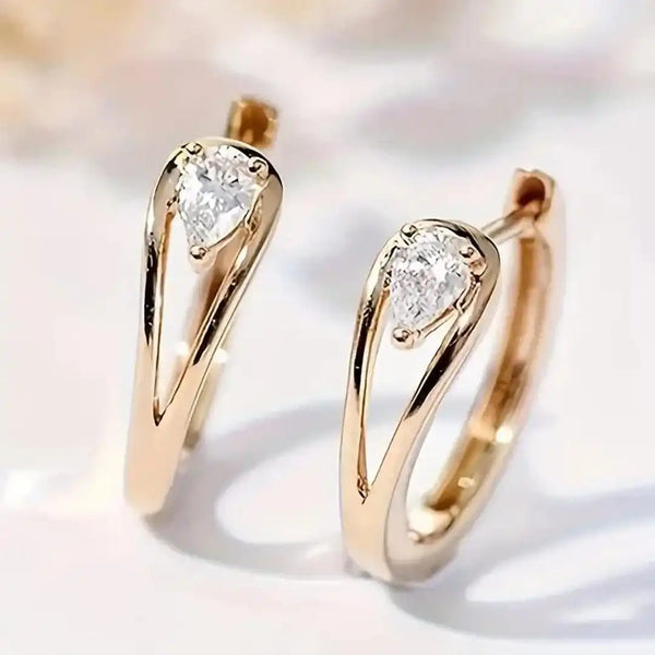 Exquisite Zirconia Golden Drop Earrings — image 1