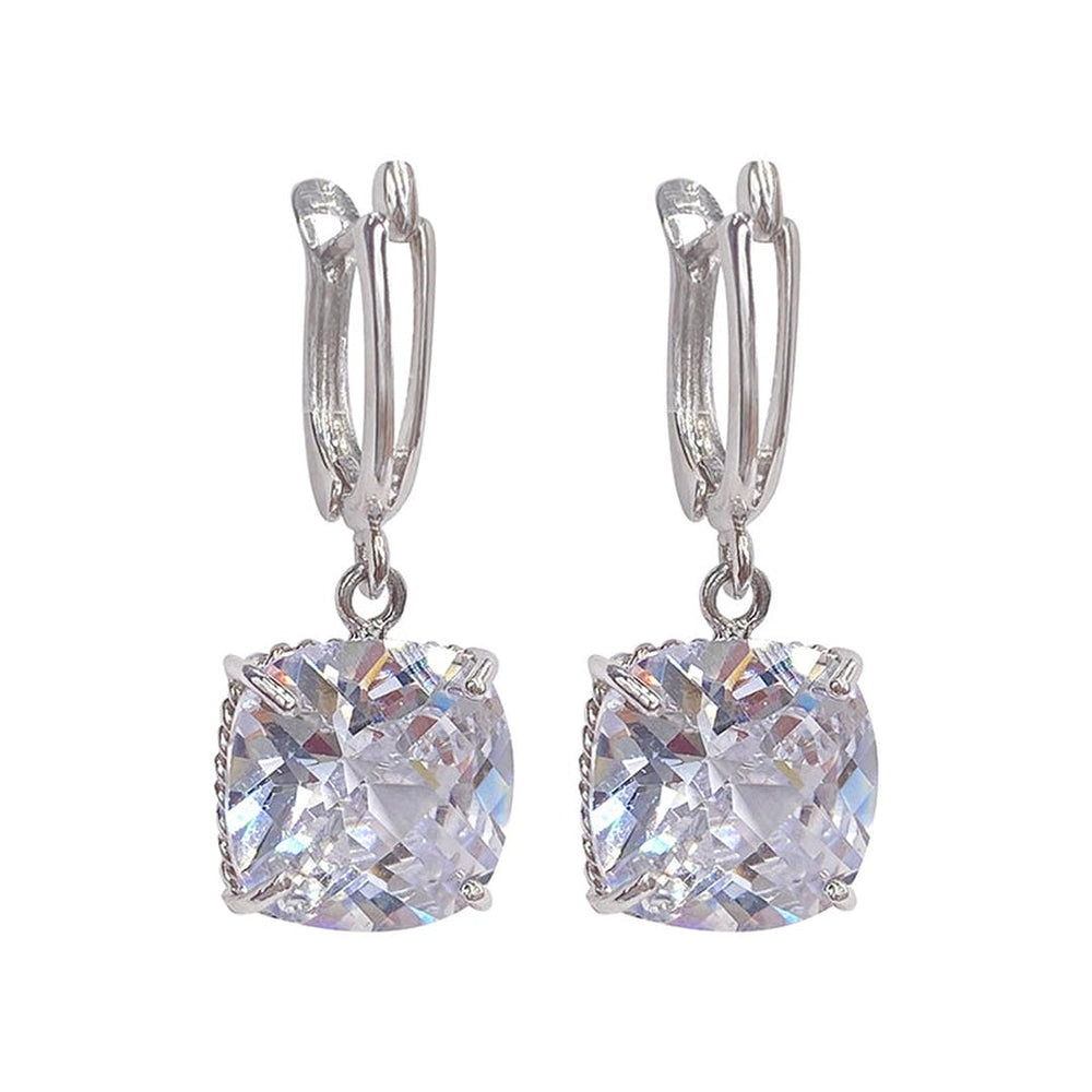 White Gold Zirconia Drop Earrings — image 1
