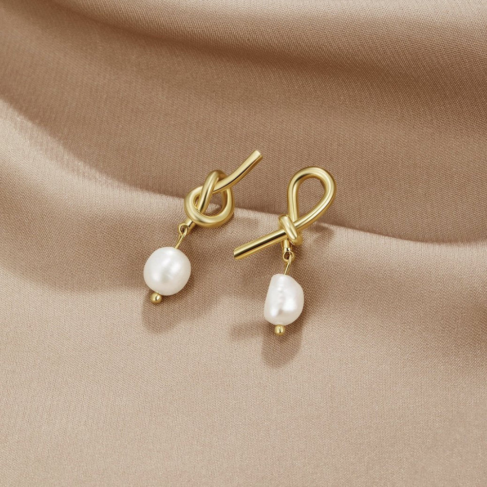 Gold Freshwater Pearl Earrings — image 1
