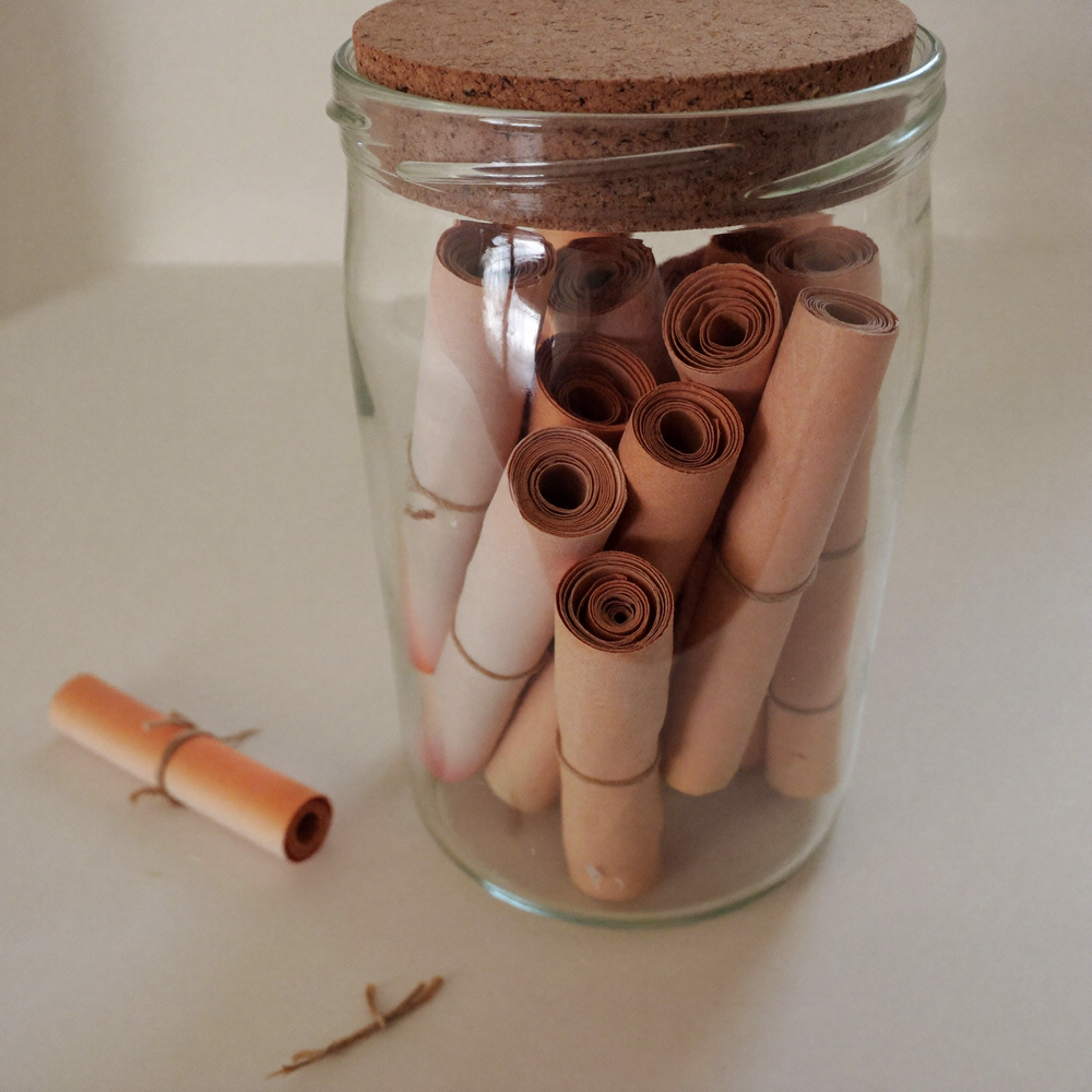 Bible verse jar with rolled scrolls