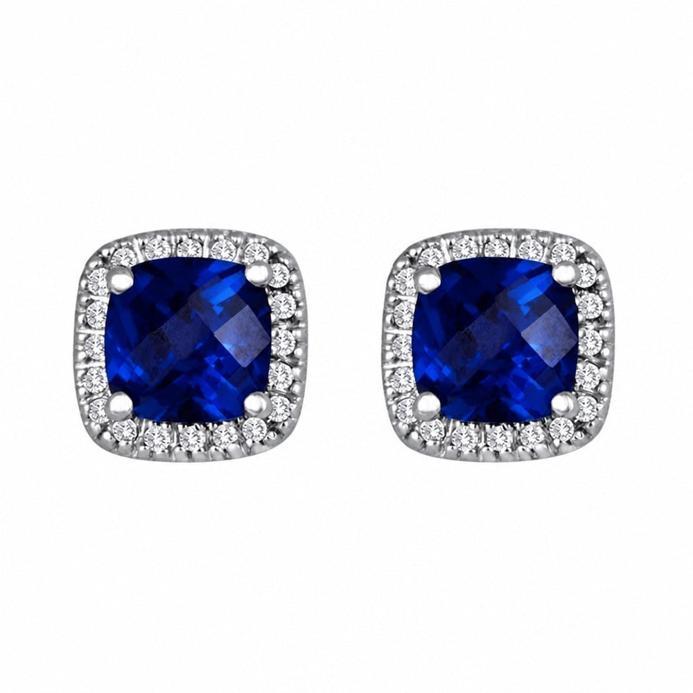 Sapphire Square White Gold Earrings — image 2