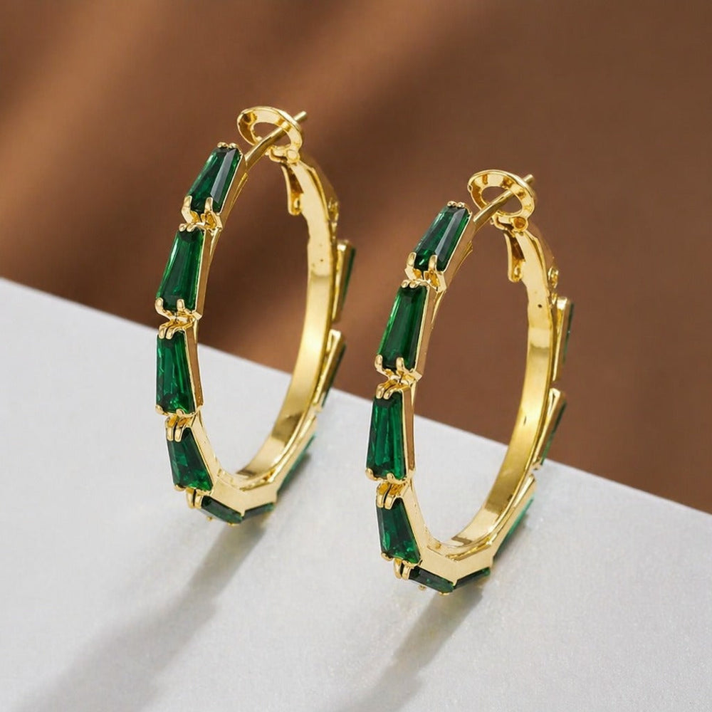 Green Crystal Hoop Earrings — image 1