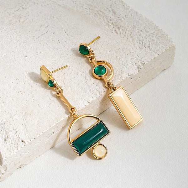 Emerald Geometry Statement Earrings — image 1