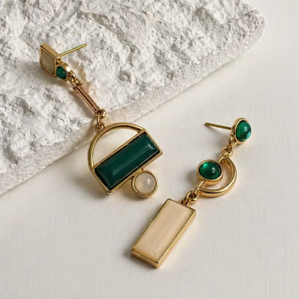 Emerald Geometry Statement Earrings — image 3