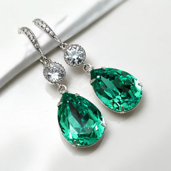 Emerald Teardrop Earrings — image 1