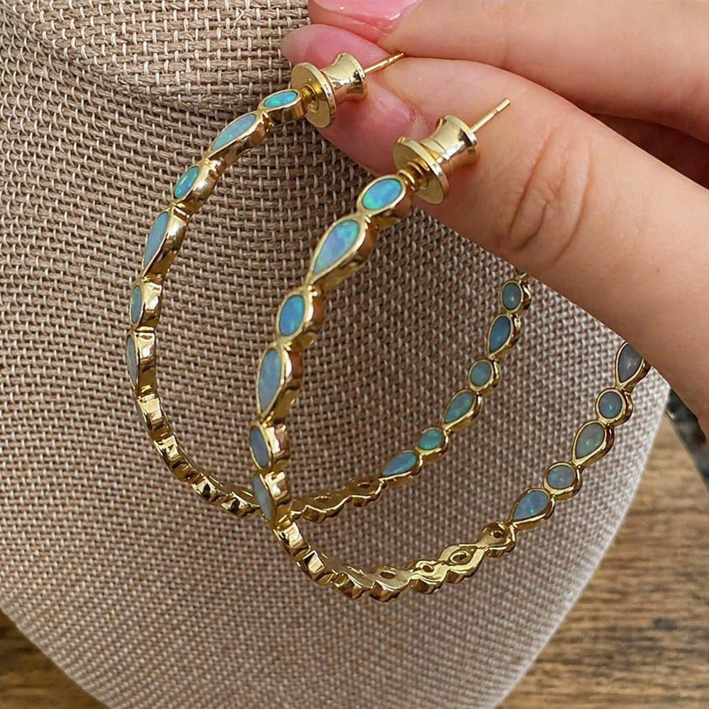 Vintage Blue Opal Ring Earrings — image 2