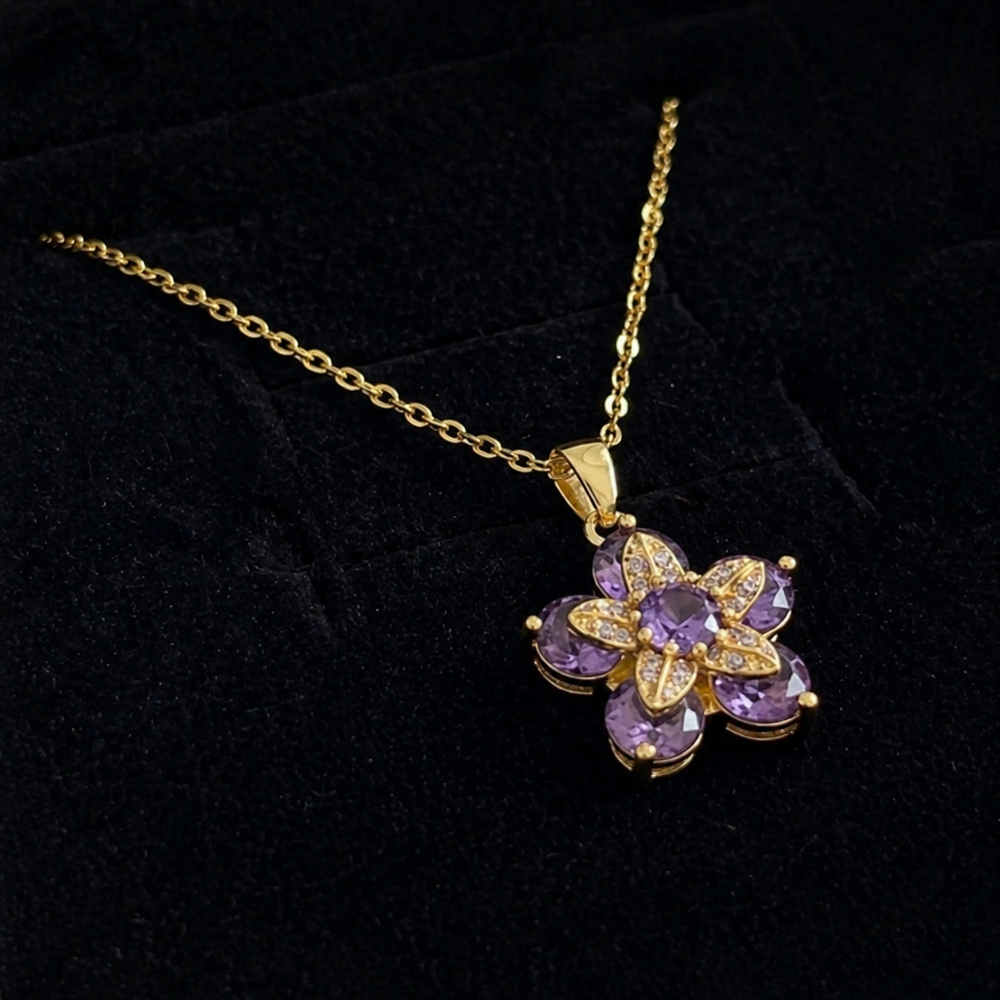 Amelyth Violet Flower Gold Necklace — image 1