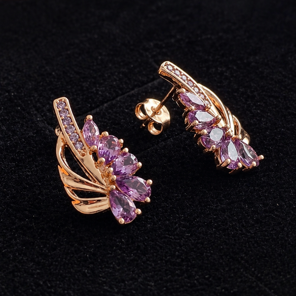 Viorelle Amethyst Wing Rose Gold Earrings — image 1