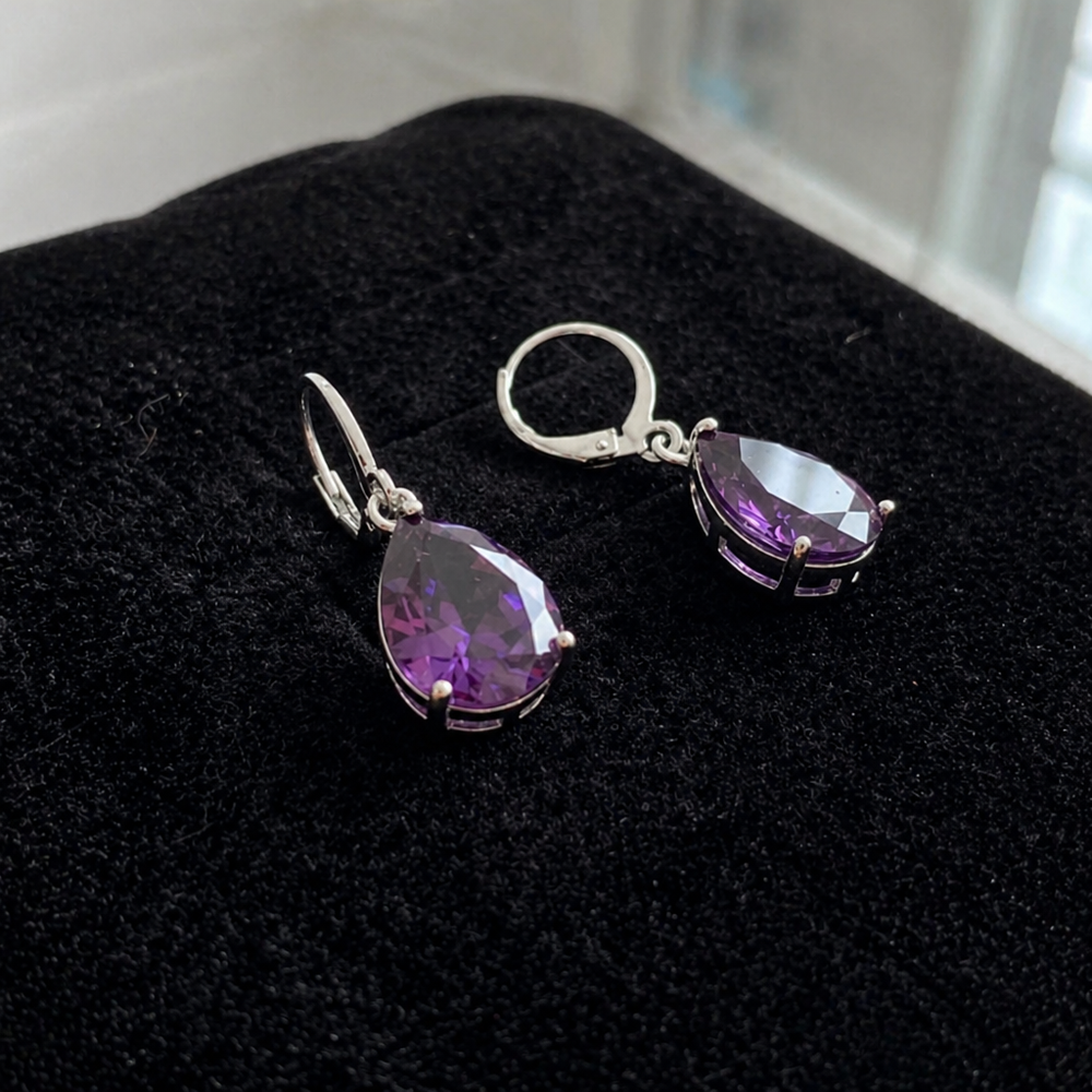 Amethyst White Gold Teardrop Earrings — image 1