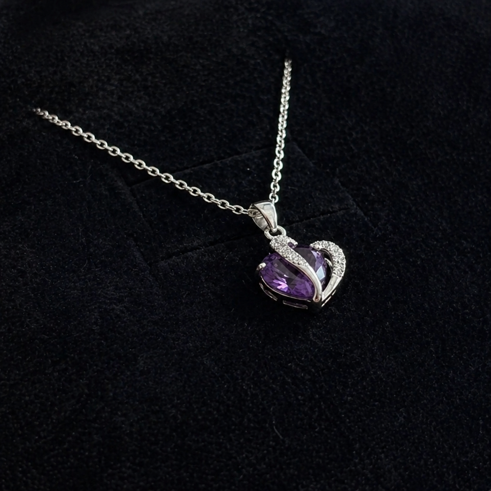 Amethyst Two Heart White Gold Necklace — image 1
