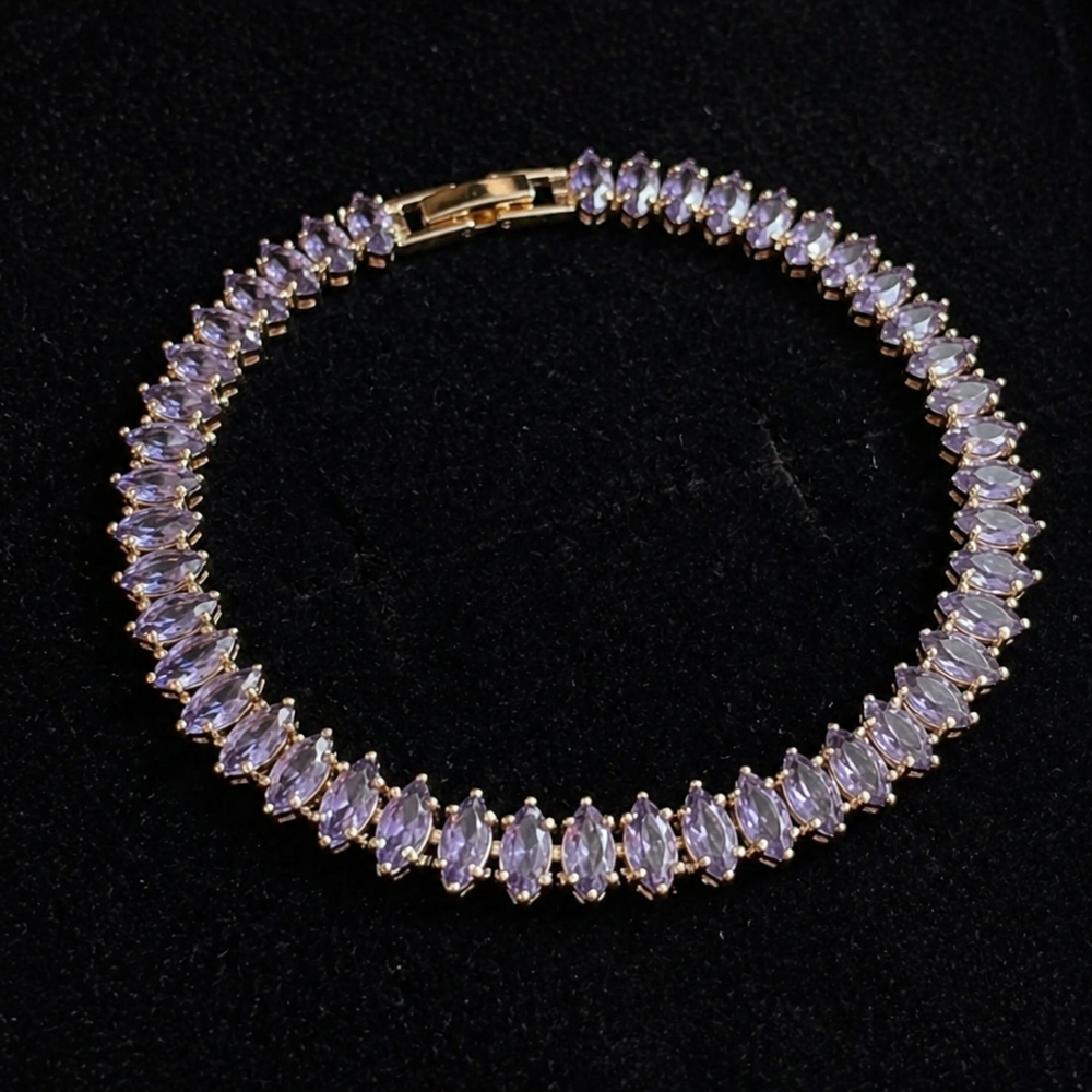 Amethyst Marquise Gold Tennis Bracelet — image 1