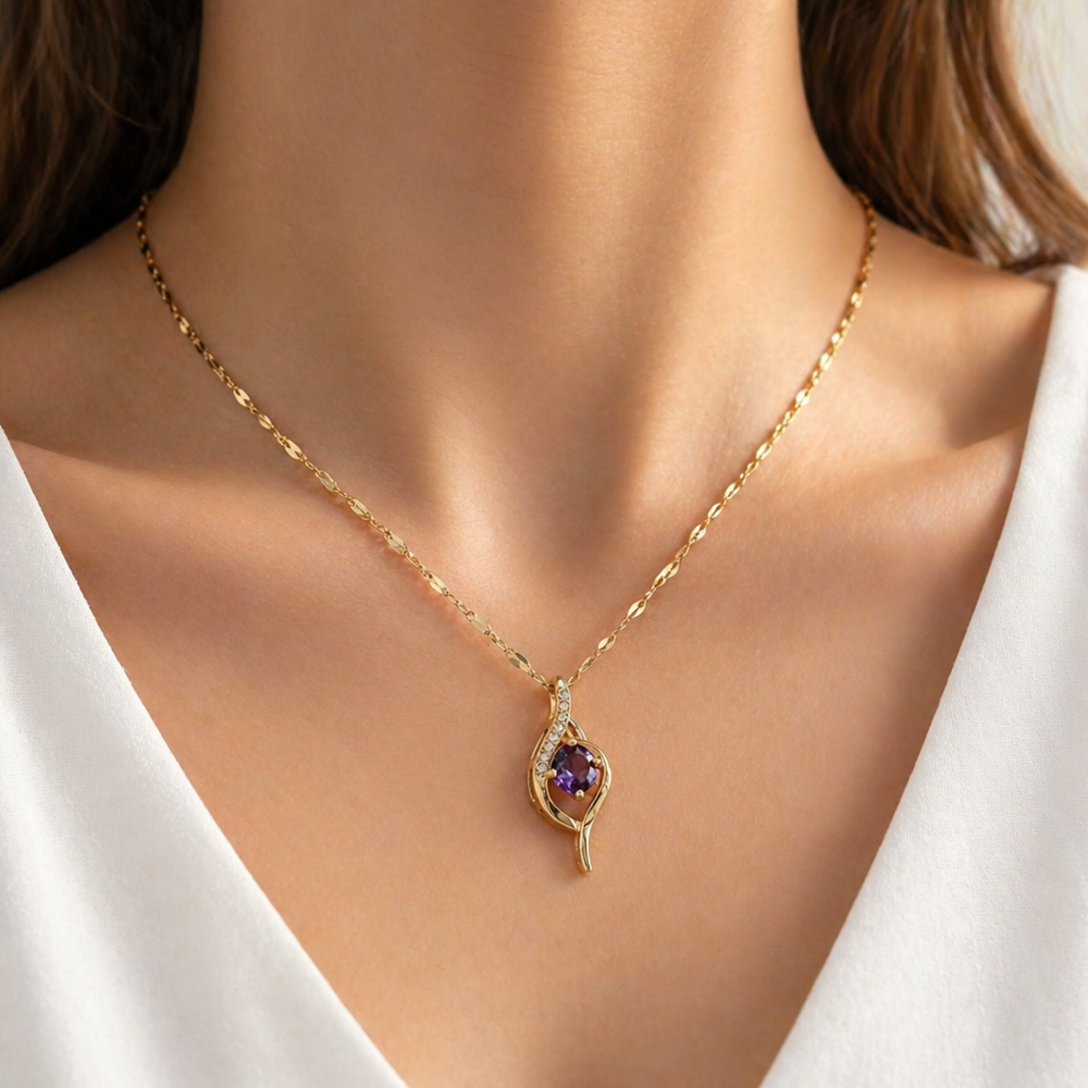 Vespera Amethyst Swirl Gold Necklace — image 2