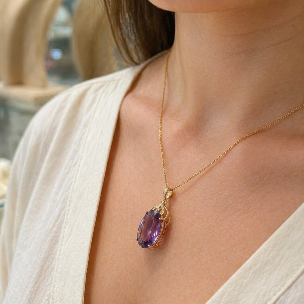 Amethyst Imperial Oval Gold Necklace — image 2