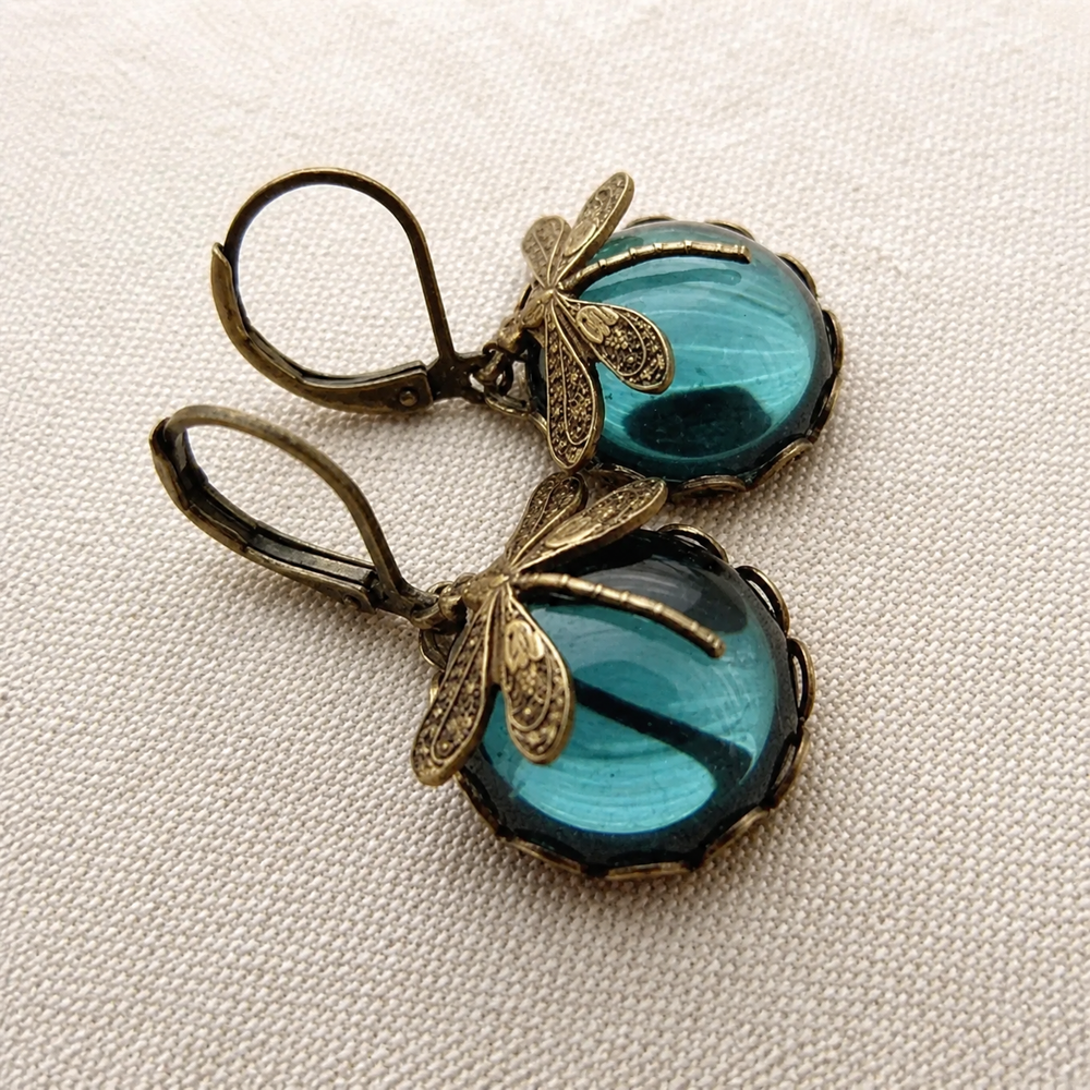 Antique Gold Dragonfly Earrings — image 1
