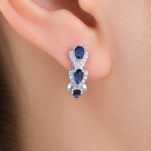 Royal Sapphire White Gold Crest Earrings — image 1