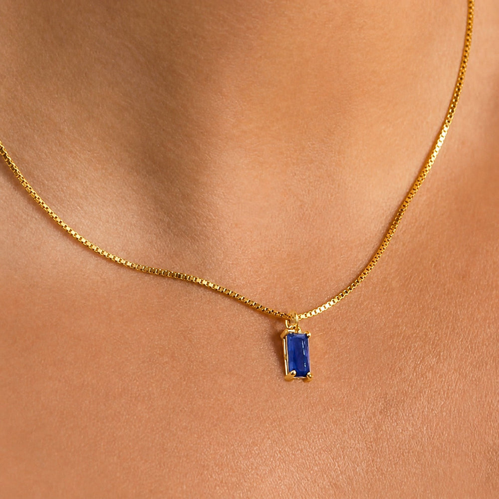 Minimalist Sapphire White Gold Necklace — image 1