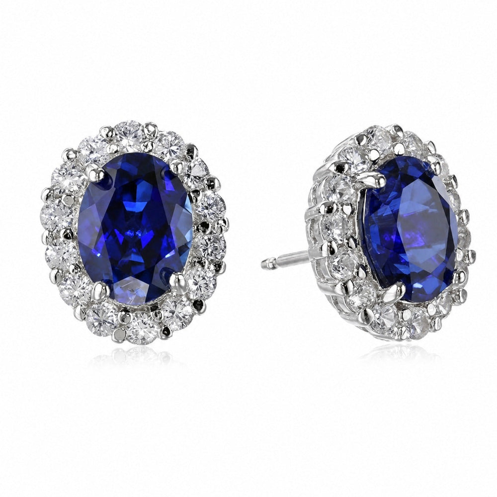 Oval Sapphire White Gold Earrings — image 2