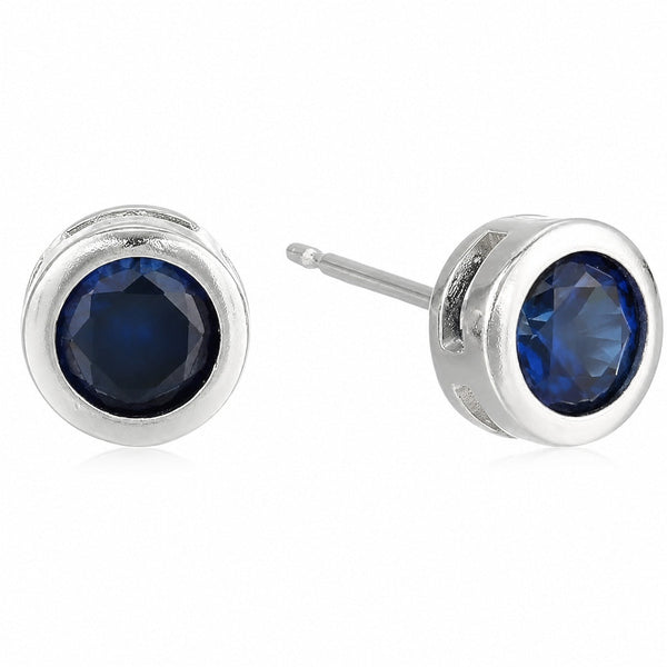 Sapphire Bezel White Gold Earrings — image 1