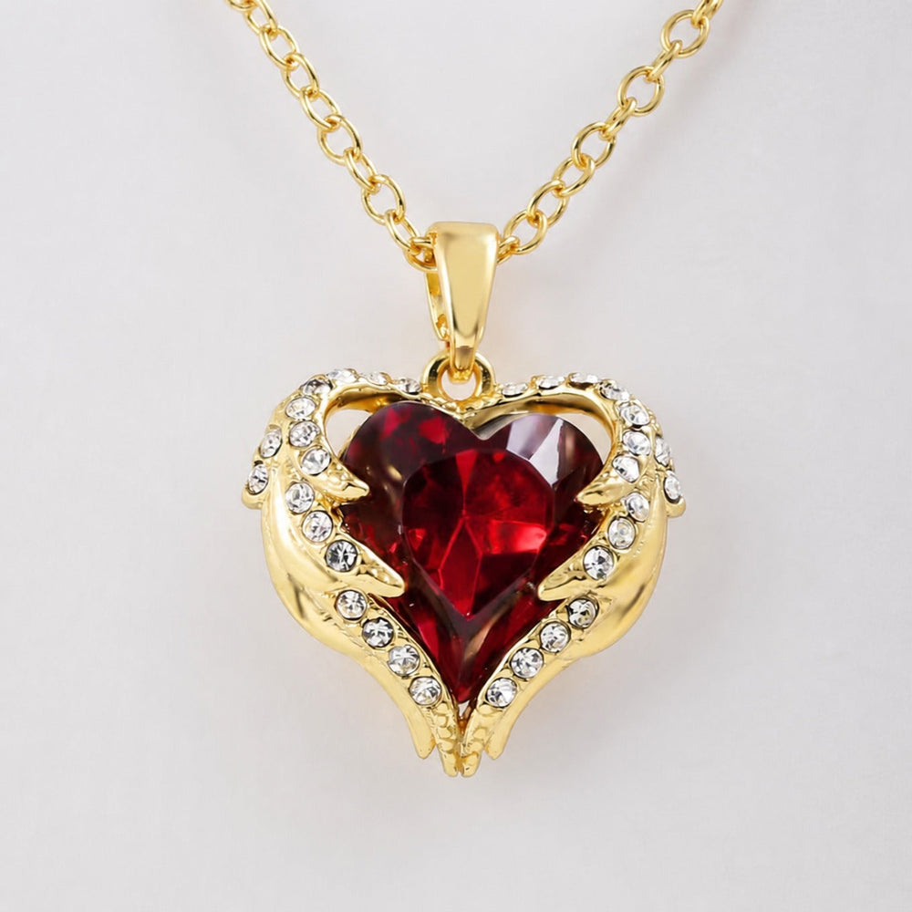 Angel Embrace Ruby Heart Gold Necklace — image 1