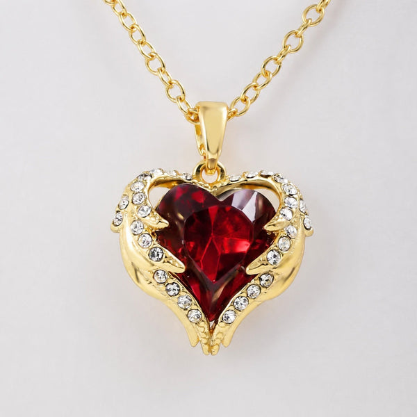 Angel Embrace Ruby Heart Gold Necklace — image 1