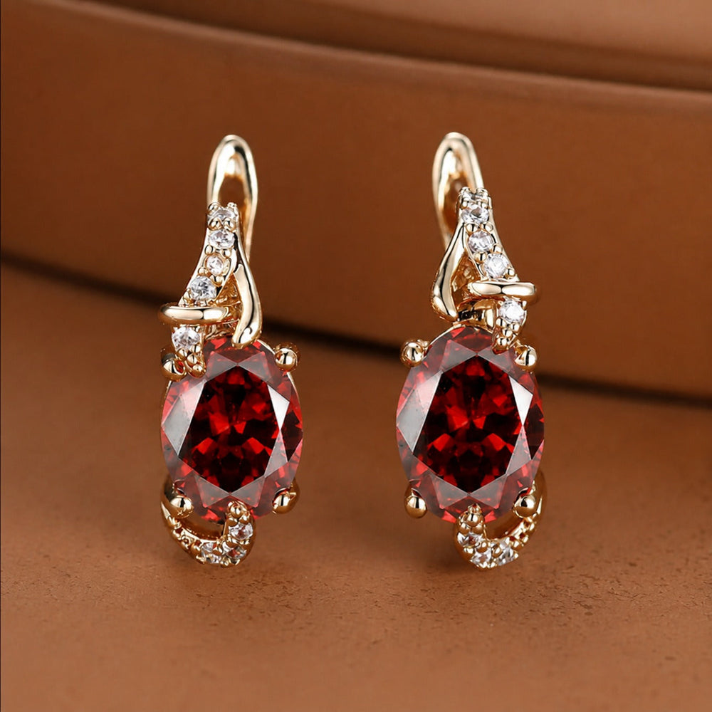 Crimson Twilight Drop Gold Earrings — image 1