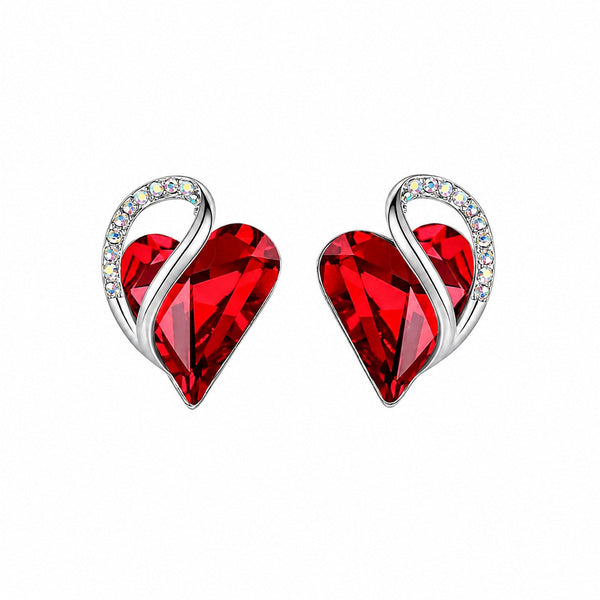 Infinity Heart Ruby Stud White Gold Earrings — image 1