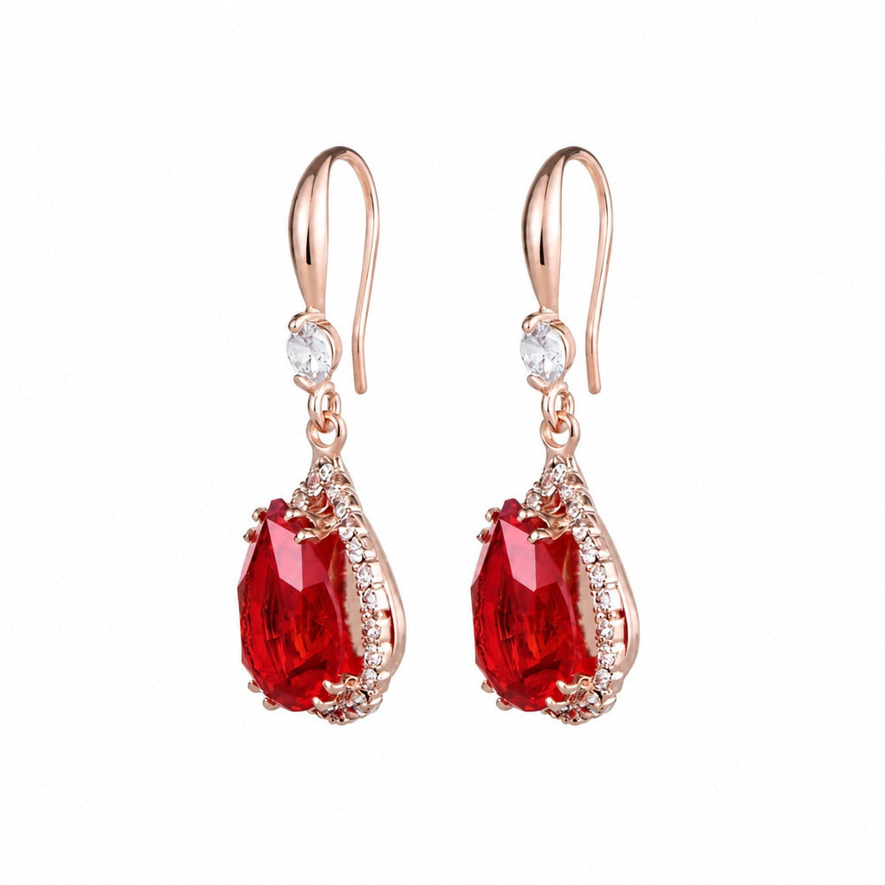 Ruby Teardrop Rose Gold Earrings — image 2