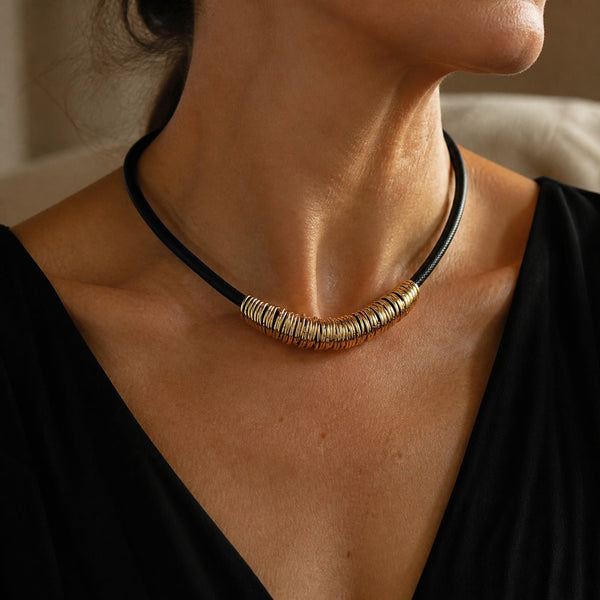 Golden Orbit Cord Choker Necklace — image 1