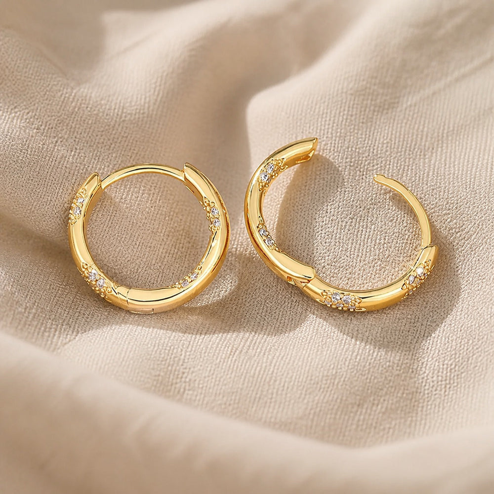 Crystal Edge Gold Hoops — image 2