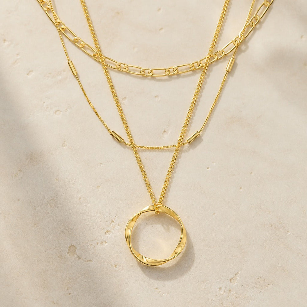 Classic Three Row Gold Necklace — image 1
