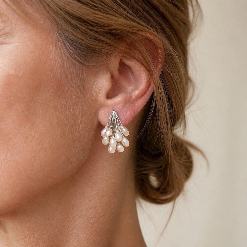 Cascading Pearl Cluster Earrings — image 1
