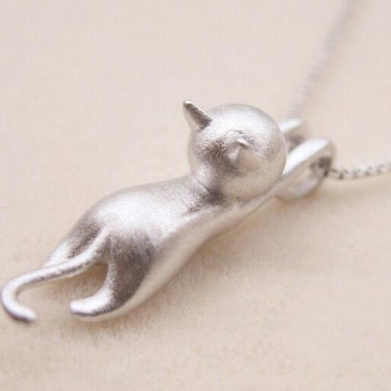 Silver Playful Kitty Necklace — image 2