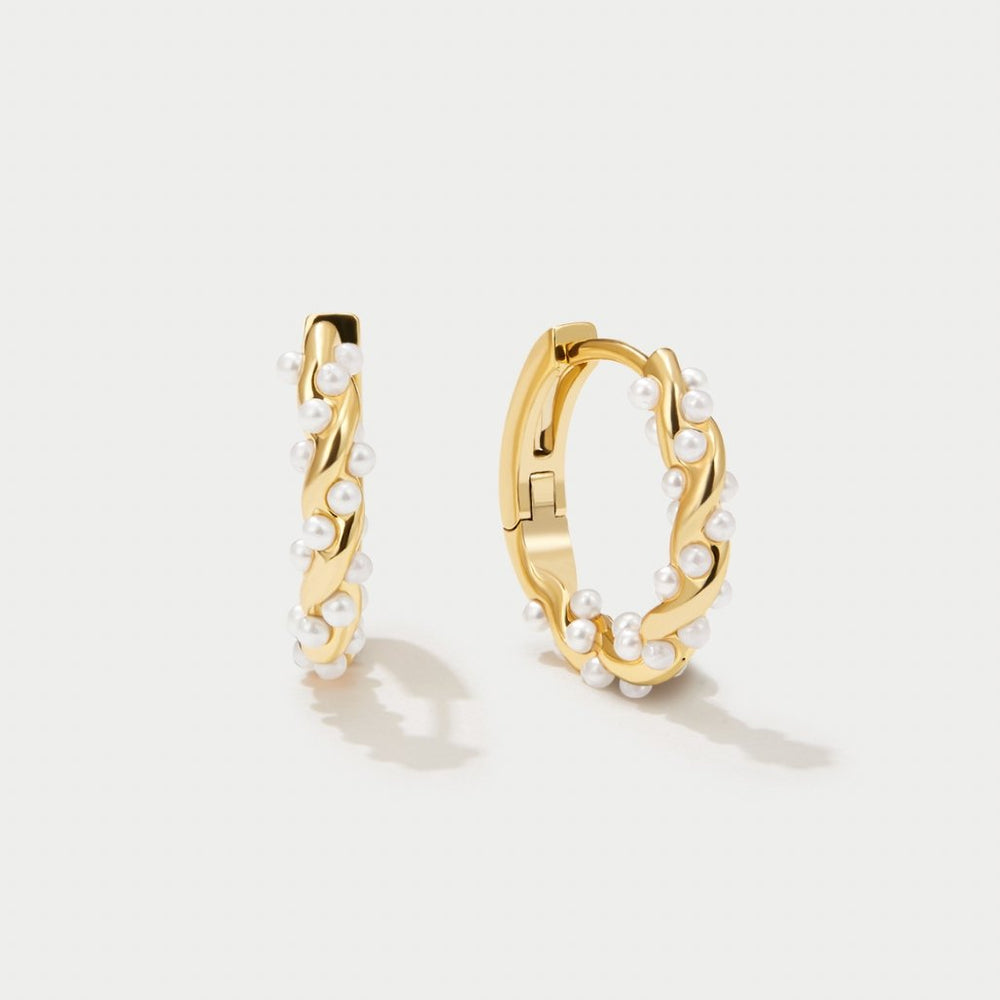 Twirled Pearl Hoop Earrings — image 2
