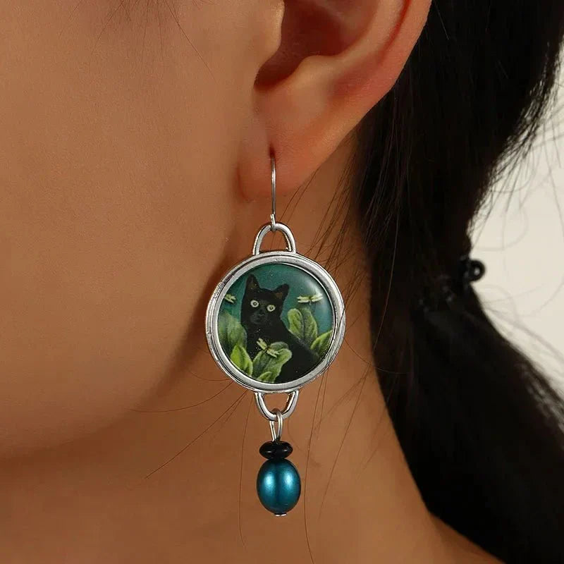 Black Cat Drop Earrings — image 2