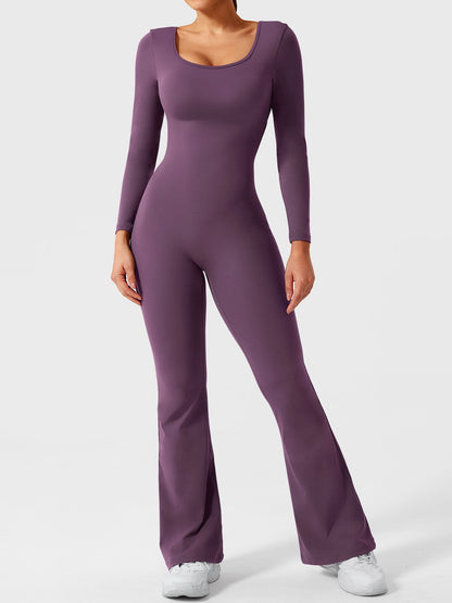 Yeoreo Lizvette Flare Long Sleeve V-back Jumpsuit