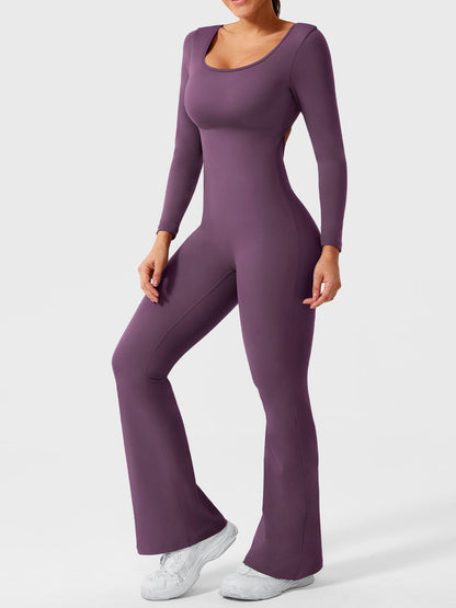 Yeoreo Lizvette Flare Long Sleeve V-back Jumpsuit