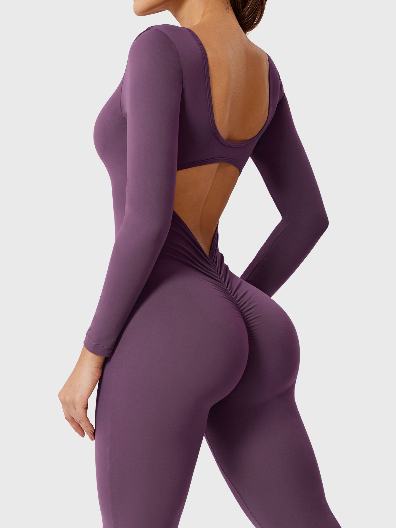 Yeoreo Lizvette Flare Long Sleeve V-back Jumpsuit