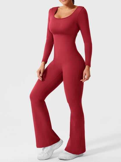 Yeoreo Lizvette Flare Long Sleeve V-back Jumpsuit
