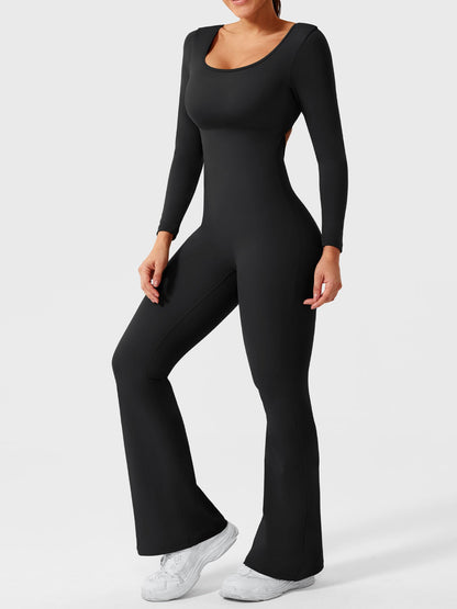 Yeoreo Lizvette Flare Long Sleeve V-back Jumpsuit