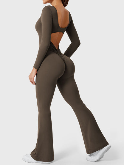Yeoreo Lizvette Flare Long Sleeve V-back Jumpsuit