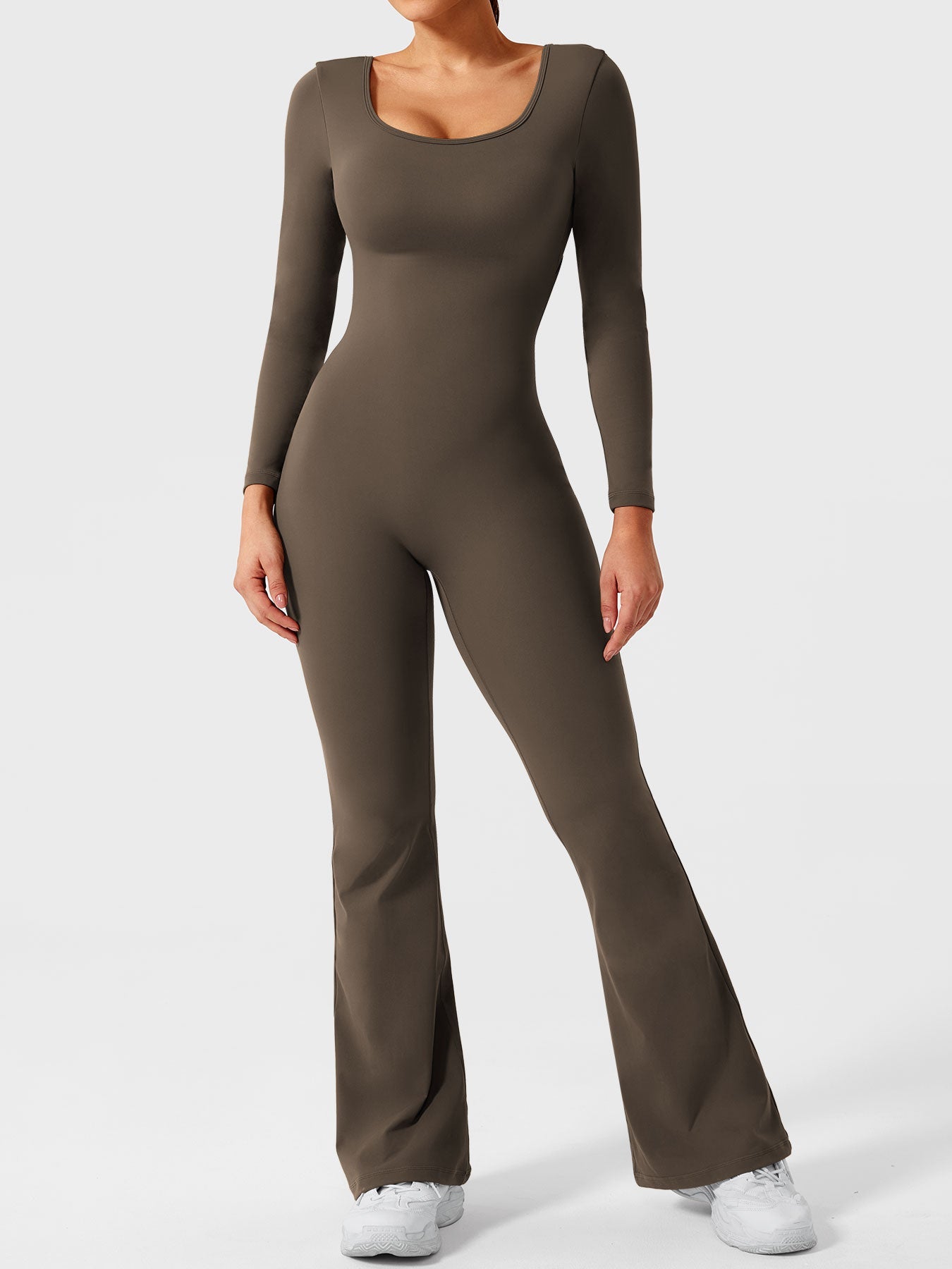 Yeoreo Lizvette Flare Long Sleeve V-back Jumpsuit