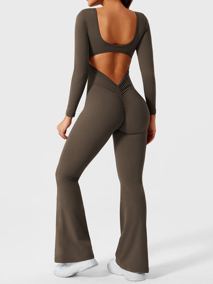 Yeoreo Lizvette Flare Long Sleeve V-back Jumpsuit