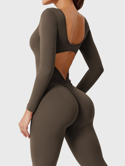 Yeoreo Lizvette Flare Long Sleeve V-back Jumpsuit