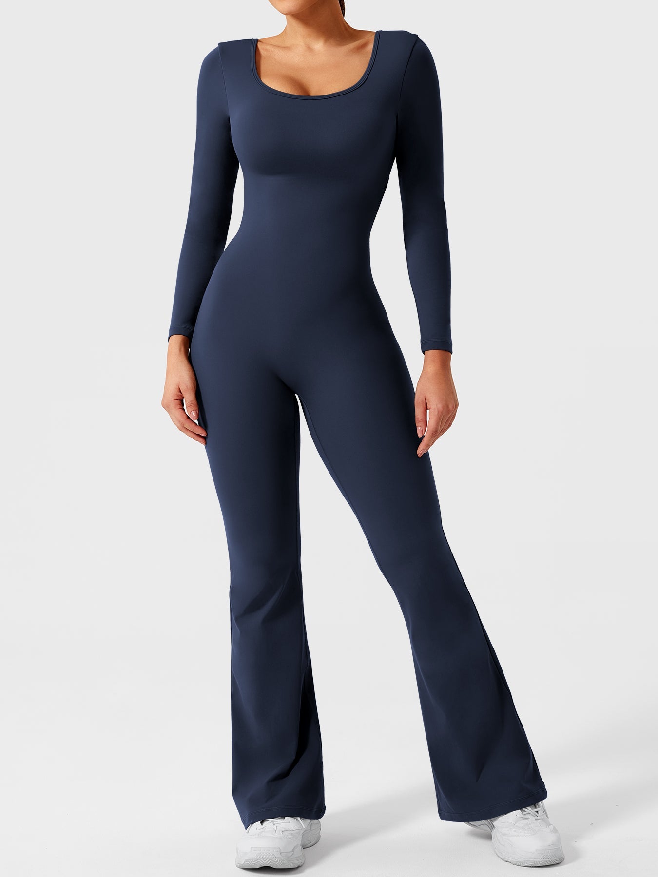 Yeoreo Lizvette Flare Long Sleeve V-back Jumpsuit