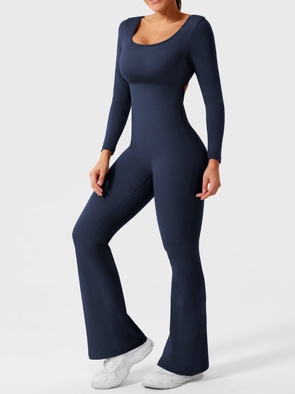 Yeoreo Lizvette Flare Long Sleeve V-back Jumpsuit